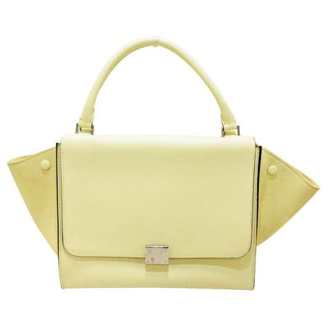 Trapèze leather handbag Celine Yellow in Leather 